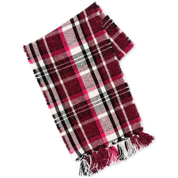 Charter Club‎ Pink and Black Plaid Chenille Scarf - Picture 1 of 5